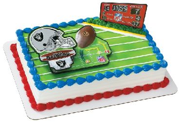 Oakland Raiders Edible Birthday Cake Topper  Edible cake toppers, Birthday  cake toppers, Cake toppers