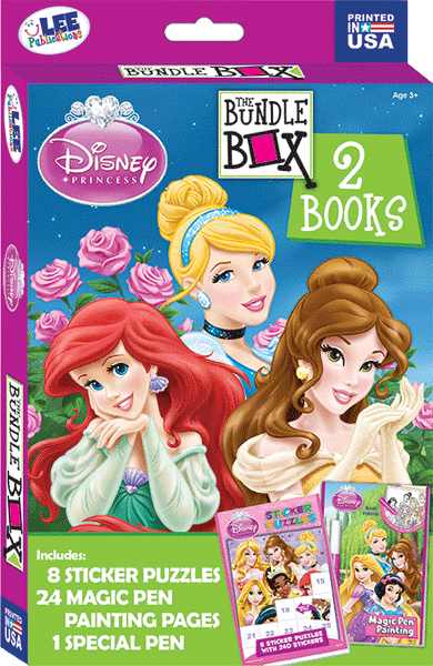 Disney Princess Sticker Puzzles & Magic Pen Painting Book Bundle