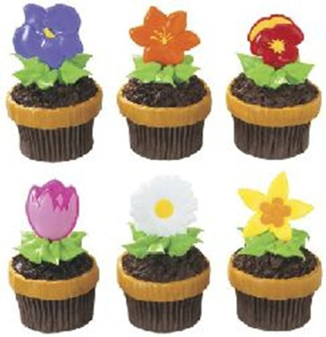 24 Blooming Flowers Cupcake Picks