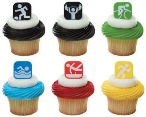 24 Olympic Sports Icon Cupcake Rings