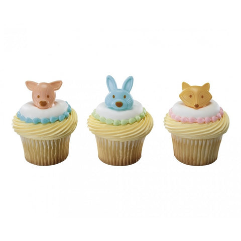 24 Woodland Buddies Cupcake Topper Rings