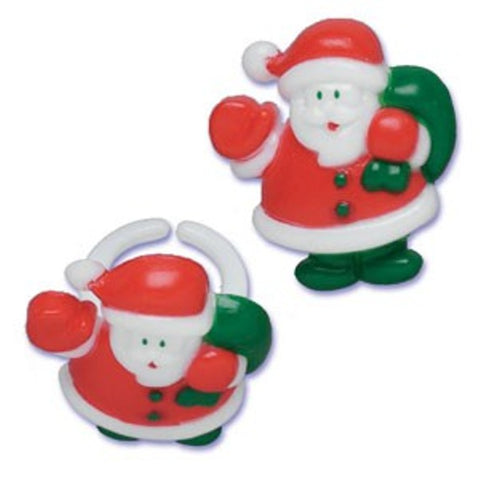 24 Santa Puffy  Cupcake Topper Rings