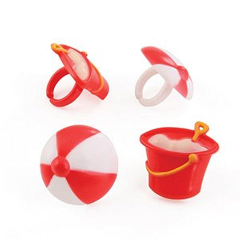 24 Beach Ball & Sand Pail Cupcake Topper Rings