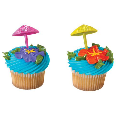 Twelve 3D Plastic Umbrella Cupcake Picks