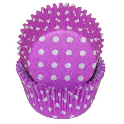 Purple with White Polka Dot Cupcake Baking Cups