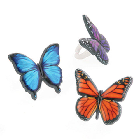 24 Beautiful Butterfly Cupcake Topper Rings