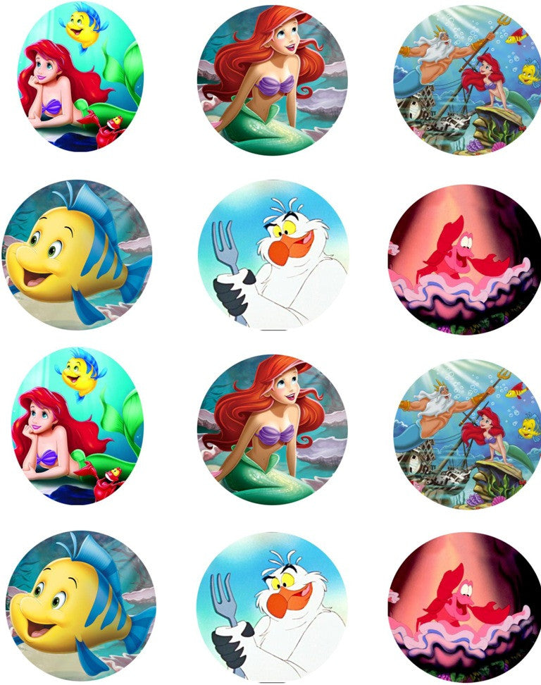 The Little Mermaid Edible Cupcake Toppers (12 Images) Cake Image Icing  Sugar Sheet Edible Cake Images