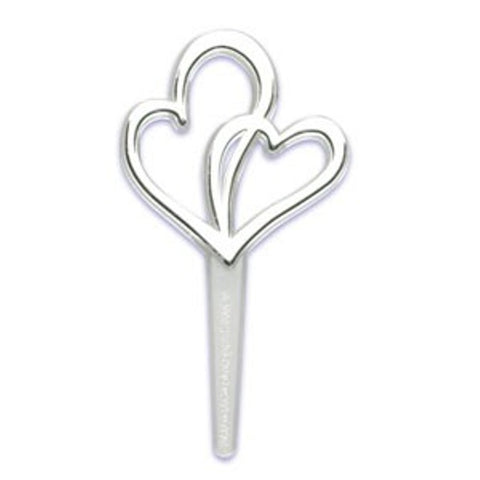 24 Silver Double Heart Cupcake Picks