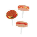 24 Summer Grilling Cookout Hamburger & Hot Dog Picnic Cupcake Picks