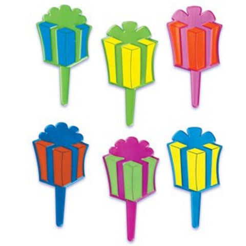 24 Puffy Present Cupcake Picks