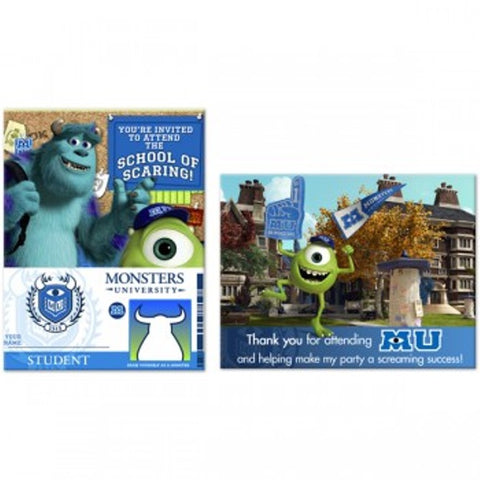 Disney Pixar Monsters University Party Invitations & Thank You Notes