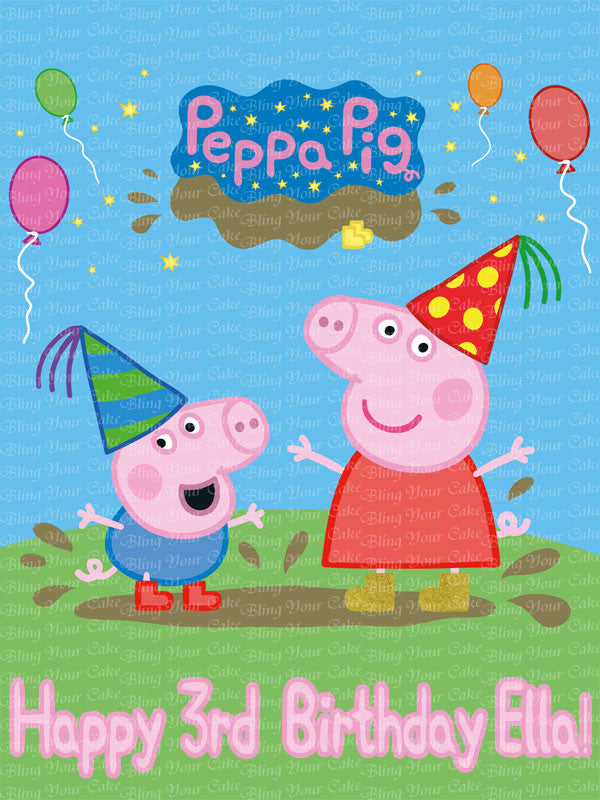 Peppa Pig Family Birthday Party single tier Cake