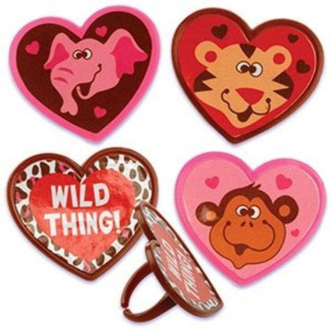 24 Wild Thing Heart-Shaped Cupcake Rings