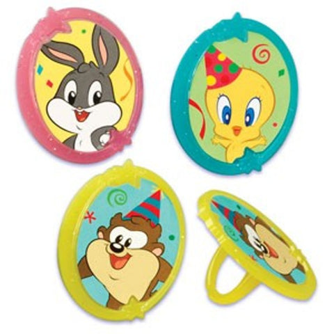 24 Baby Looney Tunes (Bugs, Tweety & Taz) Cupcake Rings