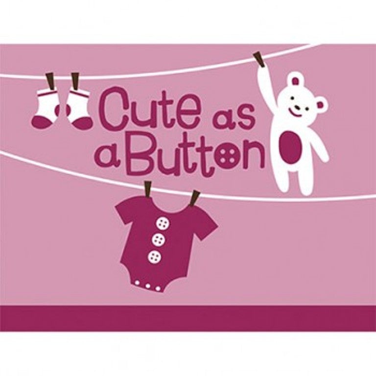 Cute as a Button Baby Girl Invitations