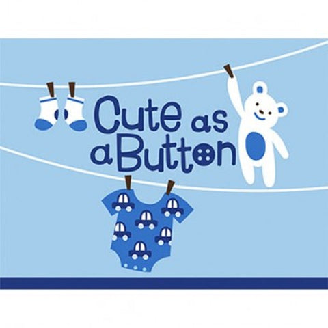 Cute as a Button Baby Boy Invitations