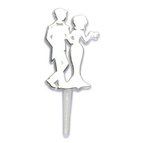 24 Silver Engagement Bridal Couple Cupcake Picks