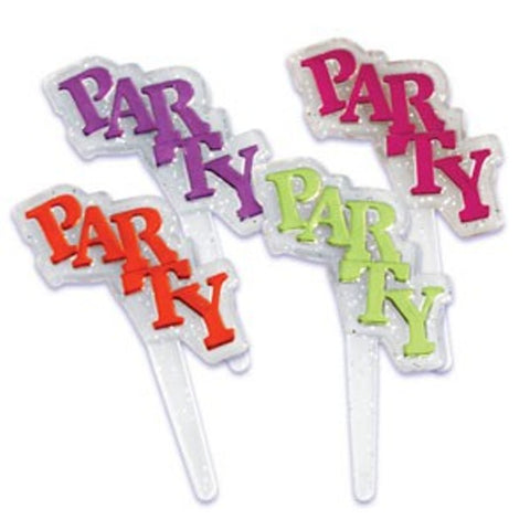 24 Party Glitter Cupcake Picks