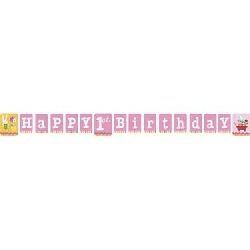 Lil Girl First Birthday Pink Party Birthday Banner