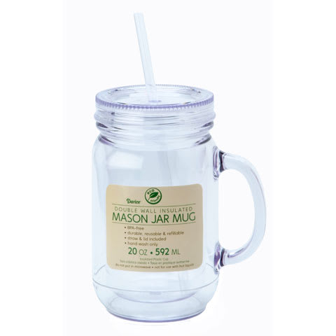 Clear Double Wall Insulated Mason Jar Mug 20 oz