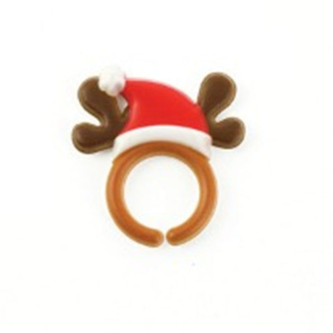 24 Santa Hat Antler  Cupcake Topper Rings