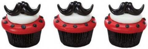 24 Stache Bash Cupcake Rings